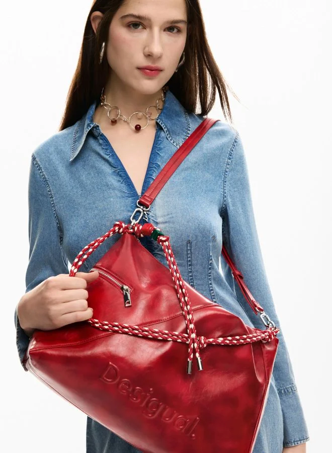 DESIGUAL Red Large logo charm bag for Women | Best Price UAE
